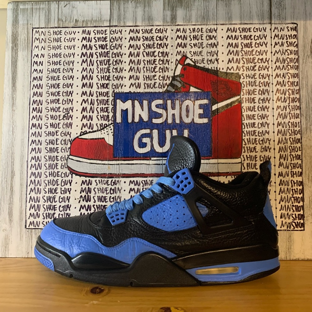 Custom Jordan 4 “University Blue/Black” men’s size 12.5
